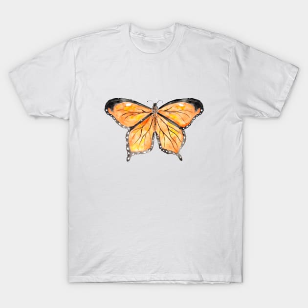 orange and black butterfly watercolor 2 T-Shirt by colorandcolor